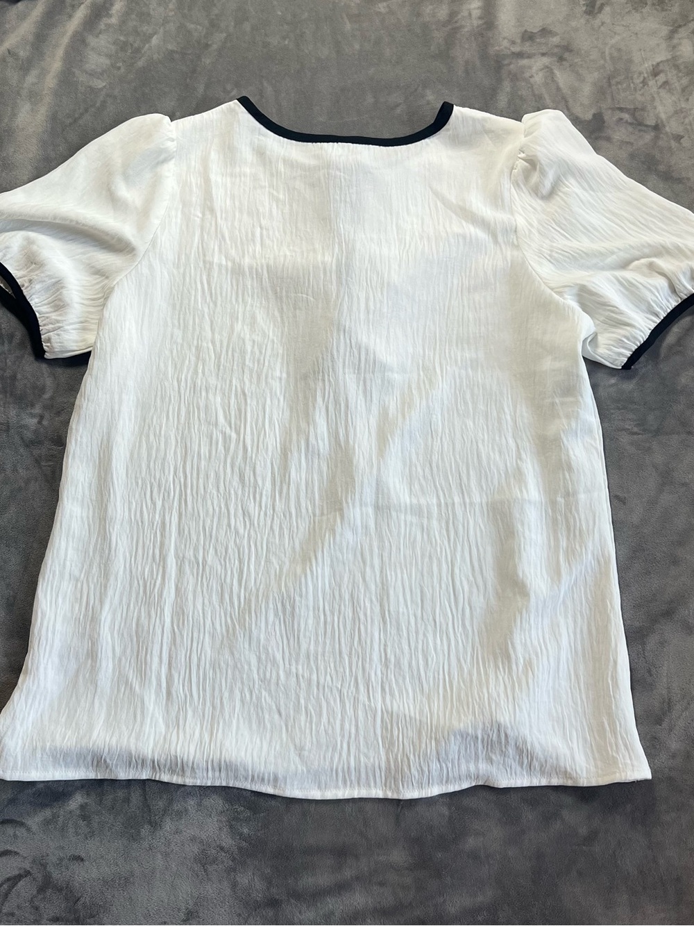 CHANEL style White Blouse with Black Trim and Ties - Picture 8 of 8